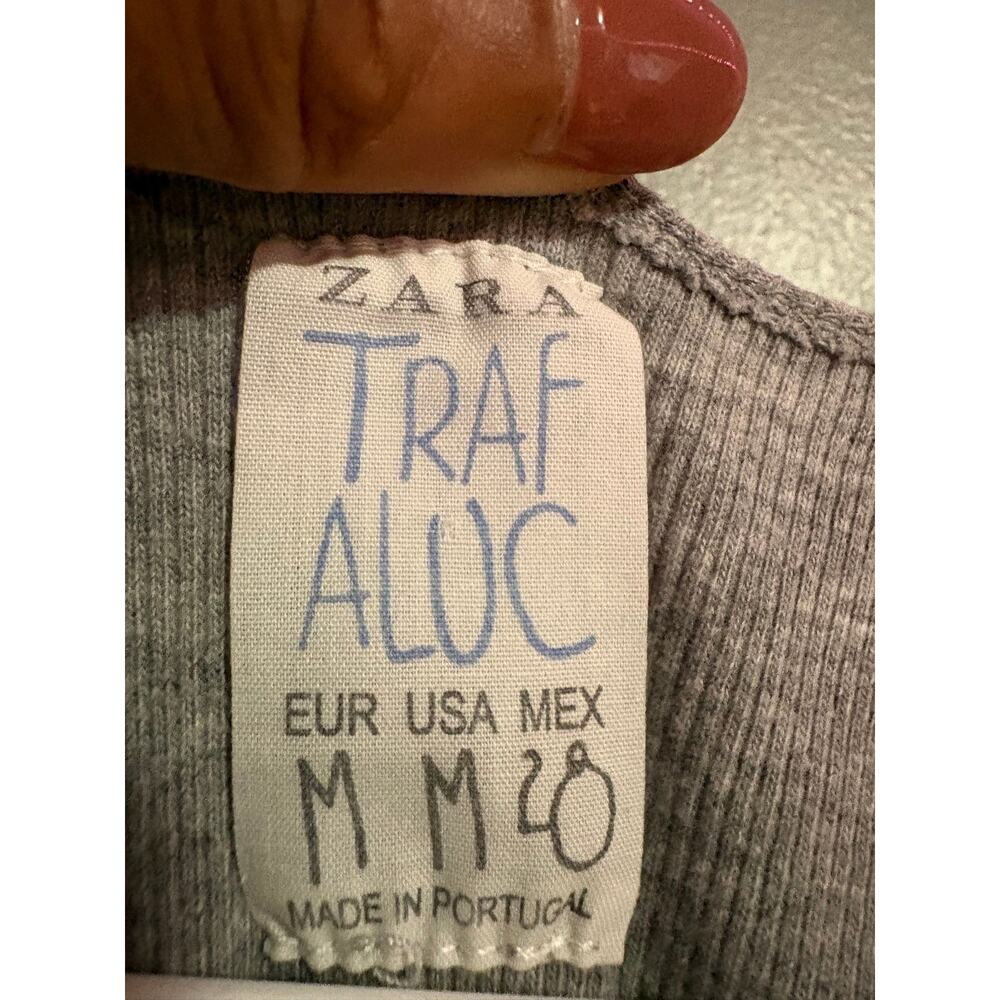 Zara Trafaluc Gray Ribbed Racerback Tank - M - Picture 3 of 3